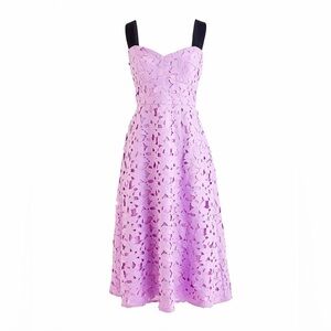 J. Crew Lilac Sleeveless Sweetheart Midi Dress in Lace - Size 0 - Flawed - New